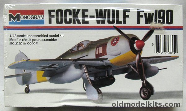 Monogram 1/48 Focke-Wulf FW-190 A-8/R-3 - A-7/R2 - A7/R3 - A-5/U8 - A-8/R1 - A-5/U3 Tropical, 6804 plastic model kit